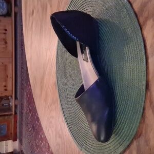 Earthies Brie Black Leather Shimmer Heel D'orsay Ballet Flats Size 7